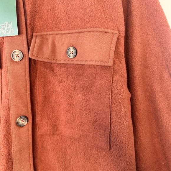 NWT Wild Fable Oversized Chocolate long sleeve collared button down size XXS - Picture 4 of 11